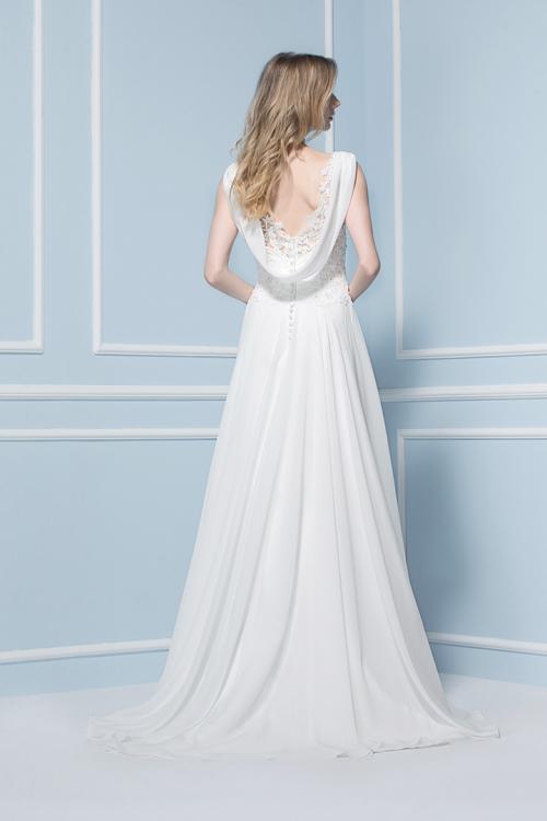Elegant V-neck Sequin Lace Sweep/Brush Train Chiffon Wedding Dresses
