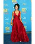 Vanessa Hudgens Red High School Musical Celebrity Dressed V Neck Red Carpet Dress 