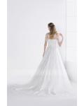 Lace Appliques Jewel Neck Half Sleeved A-line Long Tulle Wedding Dress 