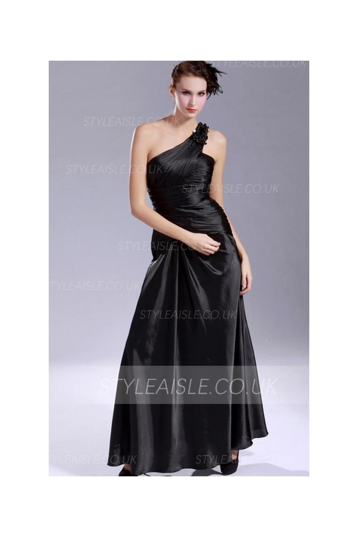 Taffeta Backless A-line Floor-length One Shoulder Bridesmaid Dresses