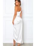 Asymmetrical/High Low One Shoulder Sleeveless Ruching & Split Long Charmeuse Bridesmaid Dresses