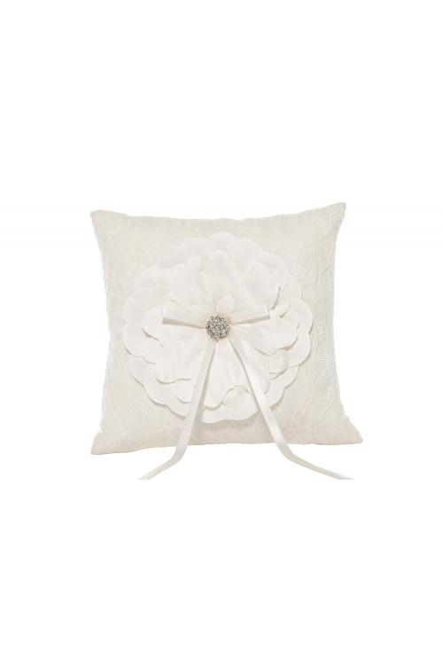 Special Ivory Wedding Ring Pillow With Folwer Embroider 21*21CM