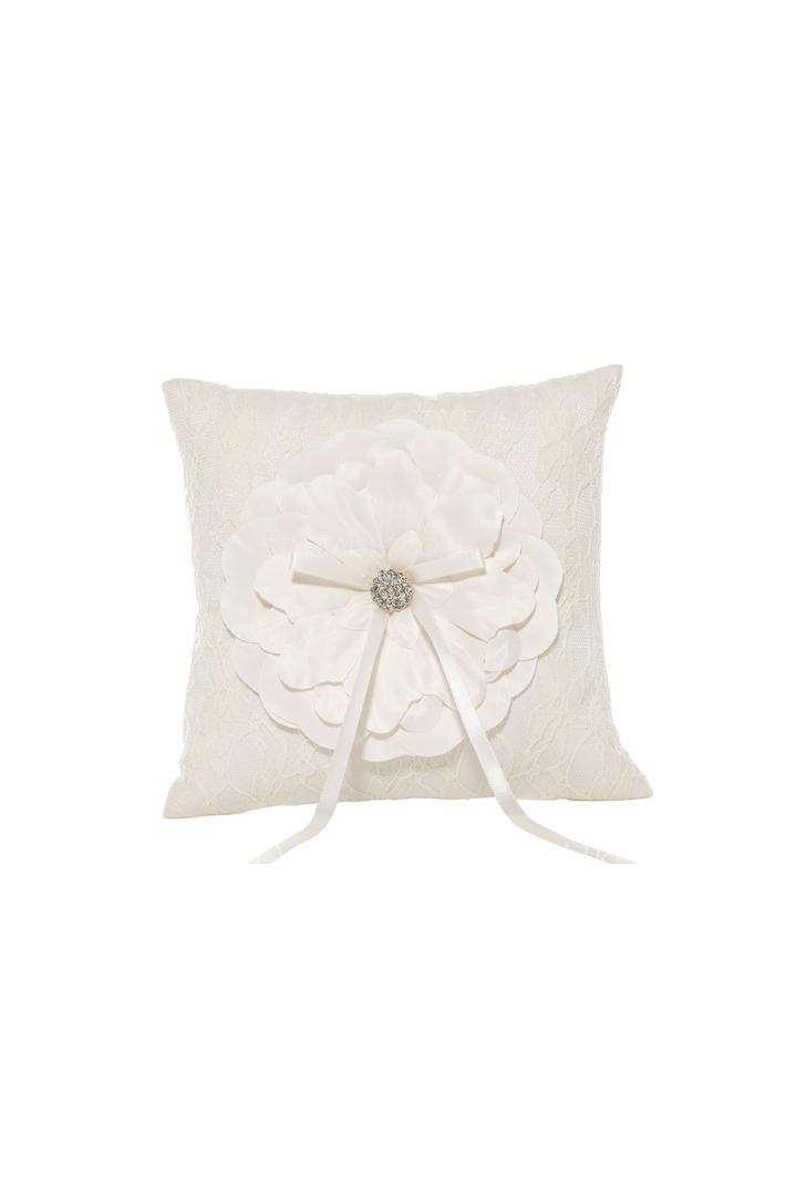 Special Ivory Wedding Ring Pillow With Folwer Embroider 21*21CM