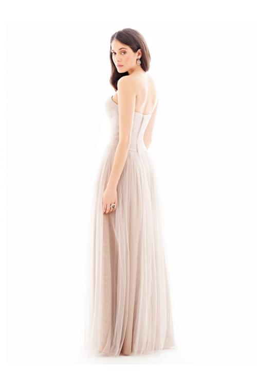 Classical Blush Strapless Sweetheart Pleated Tulle Bridesmaid Dress 