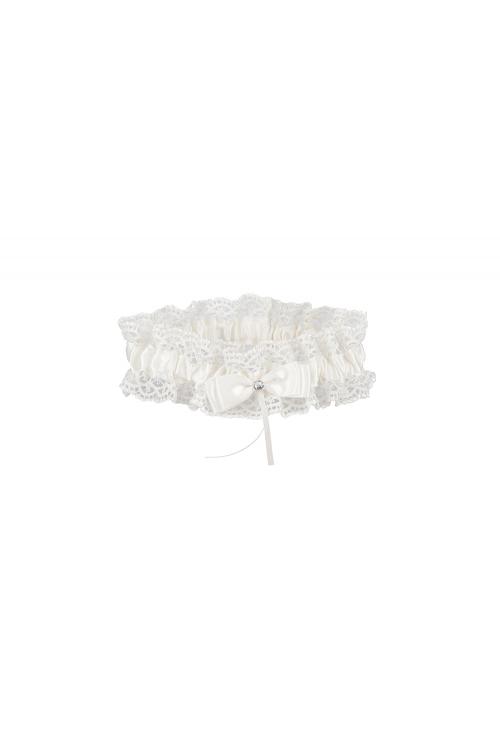 Embroidered White And Blue Girl's Garter With Butterfly Knot And Pearl 34*66CM