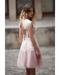  A-line Bateau Cap Sleeve Appliques Lace Knee-length Short Prom Dress