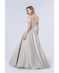  Princess Off-the-shoulder Floor-length Silver Bridesmaid Dress