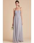  A-line Sweetheart Neckline Sleeveless Ruching Floor-length Long Tulle Bridesmaid Dresses(Customize multiple necklines)