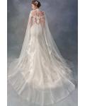 Trumpet/Mermaid Deep V-neck Sleeveless Lace Appliques Court Train Long Tulle Wedding Dresses