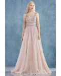 Elegant A-line Sleeveless Beading Floor-length Long Chiffon Prom Dress