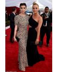 Kaley Cuoco at Screen Actors Guild Awards Asymmetrical One Shoulder Long Balck Chiffon Prom Dress 