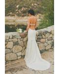 Low Back Strapless Lace Trimmed overlay Tulle Mermaid Wedding Dress 