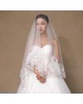 Charming Ivory One-Tier Sequins Lace Tulle Wedding Veils
