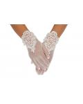 Ivory Full Finger Short Lace Trimmed Wedding Gloves For Bride 2BL