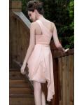 Hot Sale One Shoulder Pleated Chiffon Knee Length Chiffon Prom Dress 