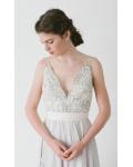 Sleeveless Backless Crystal Beading A-line Backless Long Chiffon Wedding Dress 
