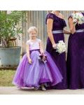 Ball Gown Two Tone Satin and Tulle Flower Girl Dress with Sash 