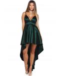 High Low Spaghetti Straps Long Satin Ball Gown Prom Dress
