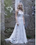 Illusion Neck Sleeveless A-line Lace Pattern Wedding Dress 
