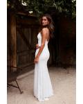  Elegant Sheath/Column Spaghetti Straps Sleeveless Lace Split Floor-length Long Wedding Dresses