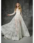 Long Sleeved A-line Ivory Wedding Dress 