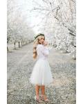  Two Piece A-line Long Sleeves Lace Knee length Short Wedding Dresses with Tulle Underskirt