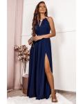 Glamorous Split Floor-length Long Chiffon Bridesmaid Dress Jewel Neckline Evening Dress