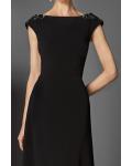 Designer Sheath/Column Bateau Neck Cap Sleeves Beading Sweep/Brush Train Long Cocktail Dresses with V-back