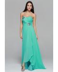 Strapless Sweetheart Beading A-line Long Green Chiffon Prom Dress 