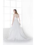  A-line V-neck Lace Long Organza Wedding Dresses