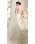Vintage Lace Detail V Neck A-line Long Chiffon Wedding Dress with Full Back 