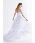 Simple Long White Chiffon Pleated Bodice Sweetheart Long Chiffon Wedding Dress