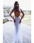 Sexy Illusion Neck Sleeveless Split Long Lace Wedding Dress