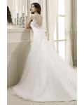 Charming A-line Bateau Straps Lace Sweep/Brush Train Tulle Wedding Dresses