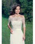 3/4 Sleeve Lace Off Shoulder A-line Chiffon Wedding Dress 