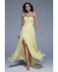 Strapless High Slit Beading A-line Daffodil Chiffon Prom Dress 