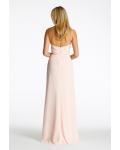 Hot Sale Blush Pleated Bodice Slim A-line Chiffon Bridesmaid Dress with Belt 