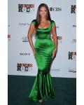 Celebrity Designer Shoulder Straps Mermaid Emerald Satin Zipper Back Prom Dress 