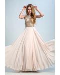  A-line Scoop Neck Sleeveless Beading Floor length Long Chiffon Design Prom Dress