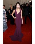 Met Gala Red Capet Selena Gomez Sheath Shoulder Straps Sleeveless V Back Floor-length Prom Dress