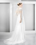 A-line Jewel Neck Lace Bodice Chiffon Wedding Dress 