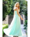 Mint Green Long Sequins Lace A-line Junior Prom Dress