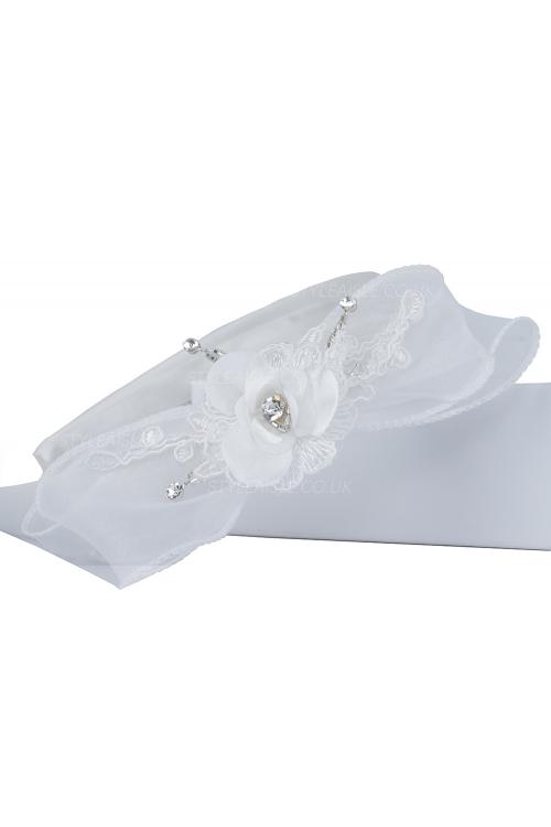 Pearl Flower White Child Hair Accessories With Embroidery