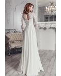 Reception Jewel Neckline Long Sleeve Lace Floor-length Long Chiffon Wedding Dresses with Keyhole Back