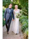 Sparkly Sequin Lace Embroidery Long Sheath Rustic Wedding Dress 