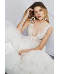  A-line V-neck Sleeveless Lace Appliques Empire Waist Sashes/Ribbons Floor-length Long Tulle Wedding Dresses