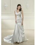 Sexy A-line V-neck Beading&Sequins Ruching Sweep/Brush Train Satin Wedding Dresses 