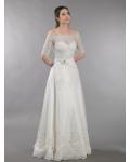 Off the Shoulder Leaves Embroidered Lace A-line Wedding Dress 