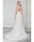 Column Shoulder Straps Sleeveless Sequins Appliques Sweep/Brush Train Long Tulle Wedding Dresses