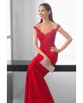 Illusion V Neck Red Chiffon Long Sheath Cap Sleeves Prom Dress Evening